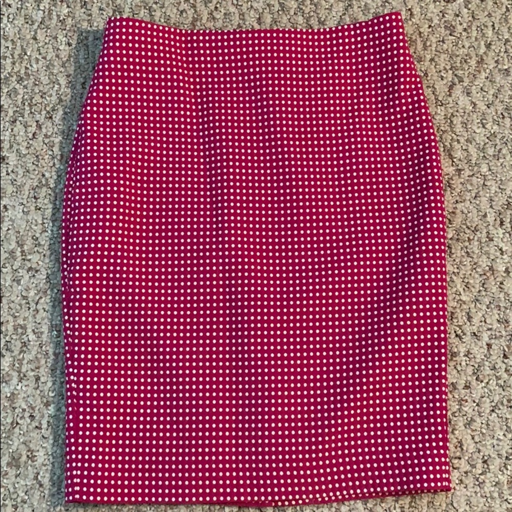 Ann Taylor Pink & White Polka Dot Pencil Skirt